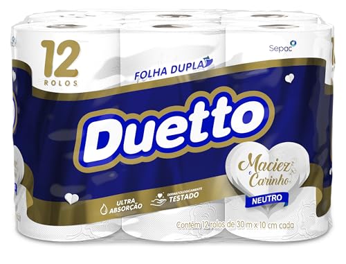 Duetto Papel higienico folha dupla neutro com 12 rolos de 30 metr...