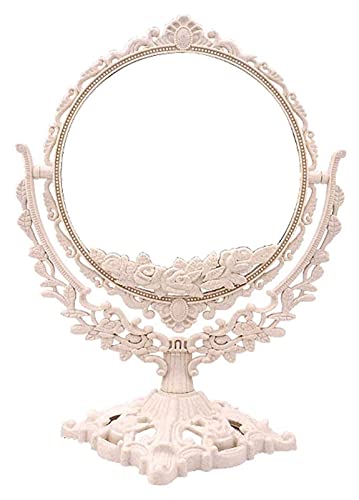 WYUYIWH Espejo de maquillaje espejo de maquillaje retro espejo de mesa, espejo de vestir, espejo de maquillaje de escritorio, espejo cosmético de doble cara para dormitorio de niña, espejo pequeño