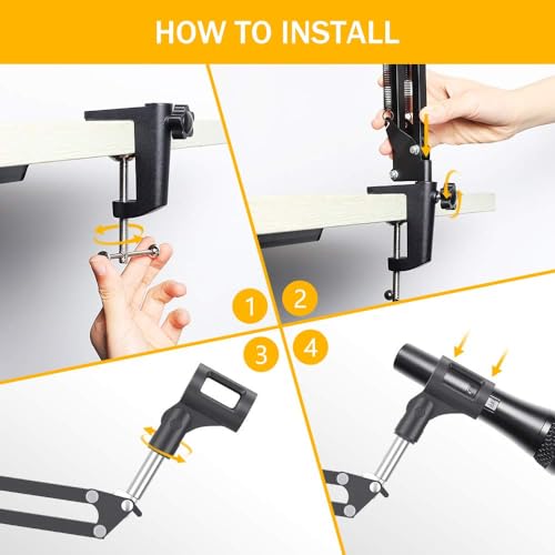 Maono AU-B01 Microphone Suspension Boom Scissor Arm Stand (Black) (Image - 5)