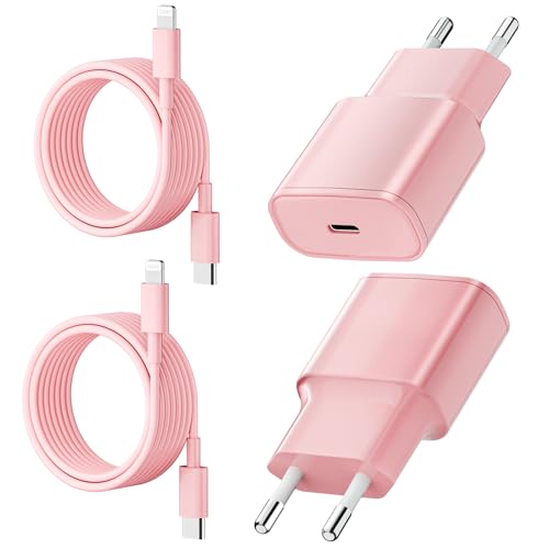 Cargador rápido para iPhone, 2 unidades PD 3.0 con conector USB C de 2 m con cable Lightning para iPhone 14/14Pro/13/13 Mini/13 Pro/13Pro Max/12/12Pro/12 Pro Max/11/11 Pro/ 11 ProMax Rosa