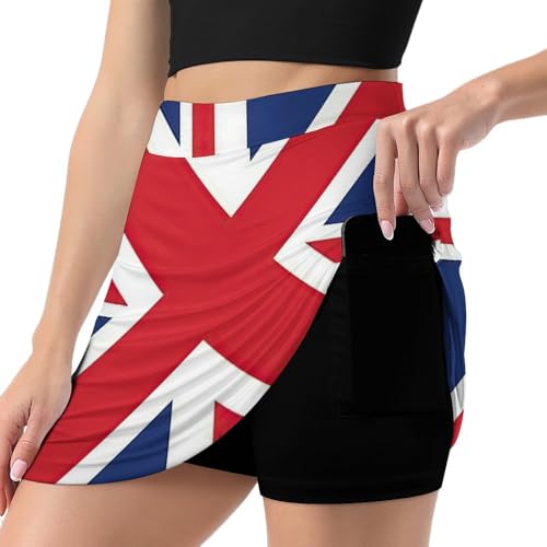 TAIZIYEAH British Flag 2025 Spring Summer High Waist Mini Skirts Flowy Skirt for Women with Pockets Skorts Golf Tennis Skirts L