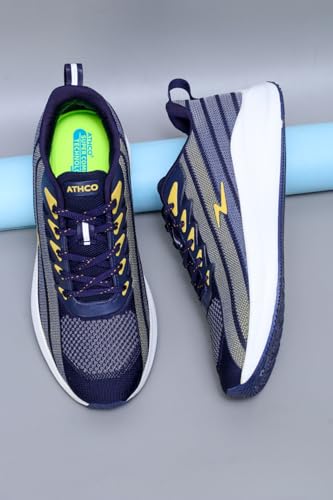 Image of ATHCO mens Mark Running Shoes for Man Comfortable Men's Sports Shoes with Memory Foam Cushioned Insole Sports Shoes for Men Running Walking Lightweight Gym Shoe for Men Comfortable Stylish & Casual Walking Shoe for Man Anti Slip Gym Footwear
