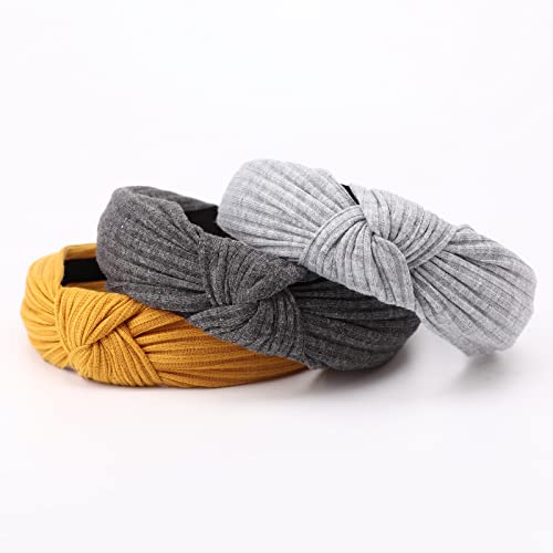 Image of DRESHOW 8 Pack Knotted Headbands for Women Wide Turban Headband Yoga Exercise Ribbing Hair Hoop Hair Bands Accessories