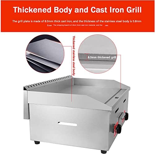 Heavy Duty Commercial Gas Griddle | Stainless Steel Flat Top Grill for Restaurant Catering & Outdoor Cooking - Ideal for BBQs, Parties & Food Trucks