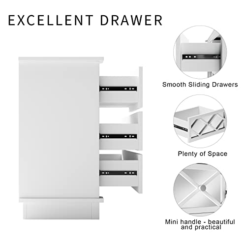 Senfot 4 Drawer Dresser With Mirror Fronts, Mid-Century Storage Cabinate, Sideboard Buffet Cabinate With Wide Storage Space For Living Room, Bedroom,Dinning Room, Entryway Hallway #TOP2