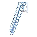 Attic Ladder Pull Down System, 12 Steps Small Opening Attic Ladder, Wall-Mounted Collapsible Loft Ladder with 2 Handrails, 1102lb Load Capacity, 12.5ft Maximum Height, Blue