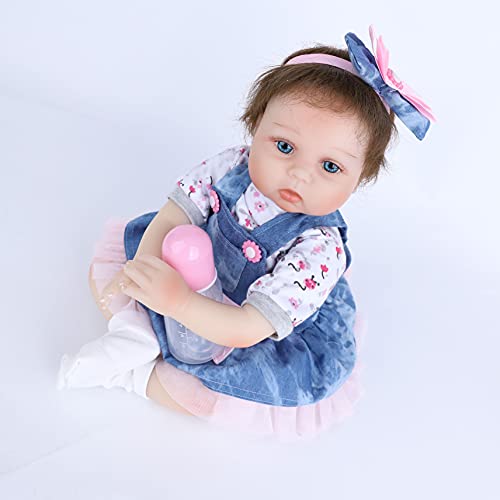 Scnbom 22inch 55cm Reborn Babys Madchen silikon lebensechte Puppen wie echtes Toddler Augen offen Junge babypuppen… – Bild 5
