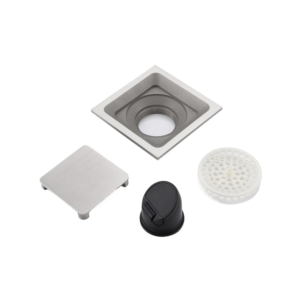 Floor Drain Floor Drain Brass Rose Gold Square 10x10cm Bathroom Shower Waste Grates Strainer Toilet Balcony Water Drains(Brushed)