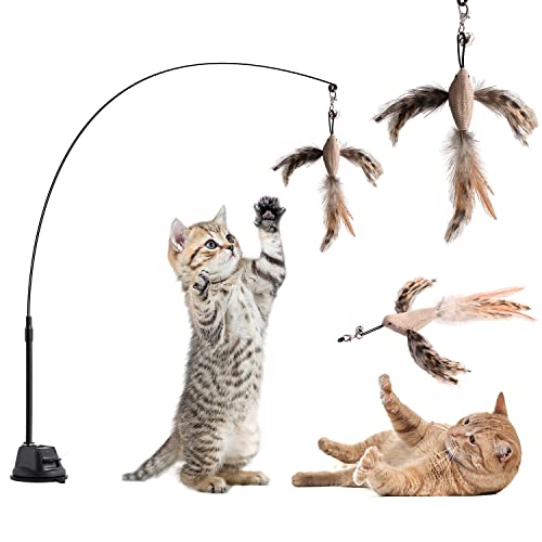 Aohcae Juguete interactivo para gatos con pluma, campanas, varita mágica, ideal para gatitos pequeños