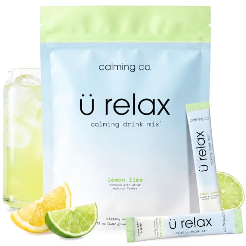 Calming Co. Relax 2.0 Powder Drink Mix Lemon Lime Ashwagandha & L-Theanine Adaptogens Cortisol Sleep Aid Ready-to-Mix Sugar Free Zero Calorie 20 Stick Packs
