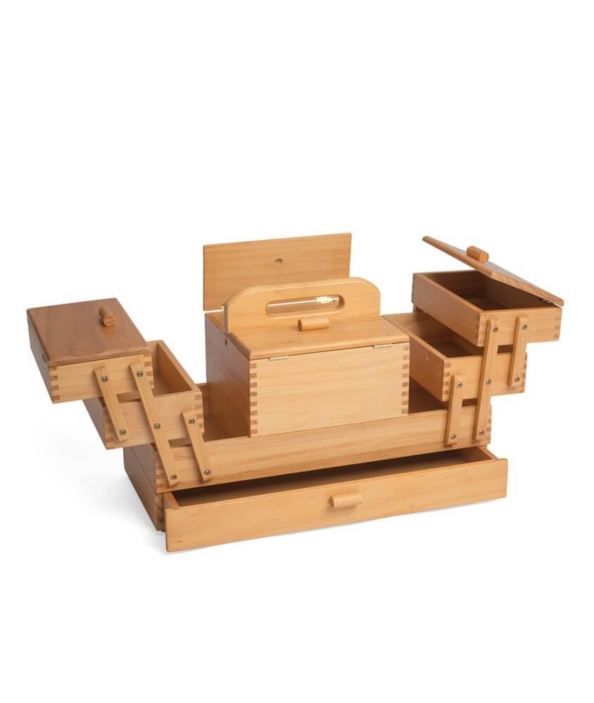 HobbyGift GB9590 Vintage Wood Cantilever Sewing Storage Box 23½ x 45 x 32cm
