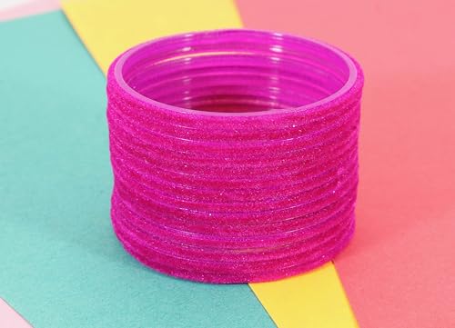 Image of NMII Glass Velvet Bangles Set For Women and Girls | Plain Glass Bangles | Velvet Chudi | Simple Bangles For Women | Stylish Glass Bangles- Set of 24