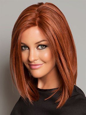 HI GIRL Medium Length Auburn Straight Hair Full Wig Wigs for Women