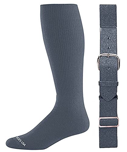 Joe's USA - Ensemble de chaussettes et ceinture de baseball (toutes tailles et couleurs disponibles), Baseball Homme, graphite, 11-13 Cover