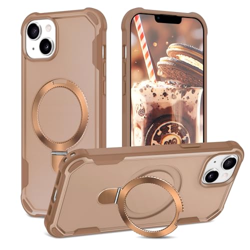 Coque iPhone 13/14 avec anneau MagSafe aimanté pour charge sans fil et protection or