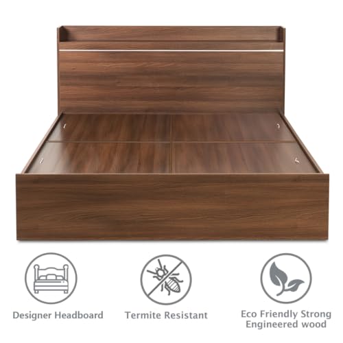 Image of DELITE KOM Cherry Engineered Wood Queen Box Bed (Finish Color Acacia Dark Delivery Condition Knockdown)