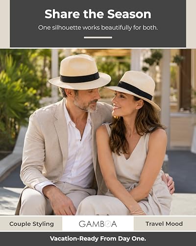 Image of Gamboa Original Panama Hat for Men and Women Fedora Straw Summer Beach Sun Hat Protection UV UPF50+