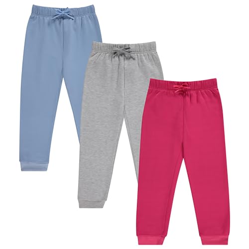 BTween Kids Girls Fashion Stretch Waist Ultra Soft Jogger Pants Set 3 Pack Bundle, Raspb,4/5