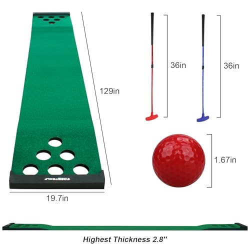Crestgolf 12 HOLE MAT Golf Pong Mat Game Set Green Mat,Golf Putting Mat With 2 Adjustable Golf Putters, 6 Golf Balls,12 Golf Hole Covers thumb #1