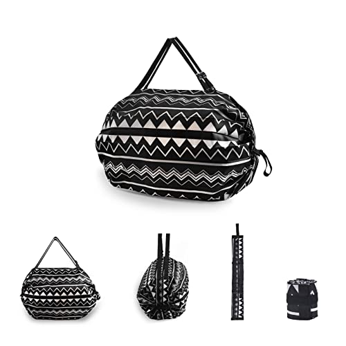 TOGETDREAM Wiederverwendbare Tragbare Faltbare Einkaufstasche Reißfestes Aufbewahrungstasche Große Kapazität Reißverschluss Reise Sports Picknick einer Tasche mit einer Schulter Bag (Geometrie) Cover