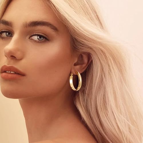 Image of Gacimy Gold Hoop Earrings for Women with 925 Sterling Silver Post