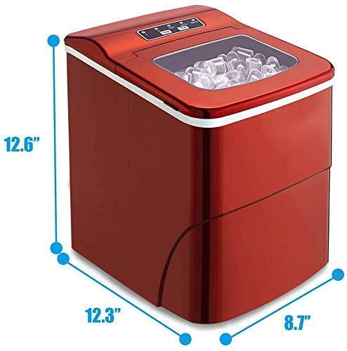 Fabricadora automática de hielo compacta, 26 lb/día de cubos de hielo listos en 6 minutos, portátil para mostrador con cuchara y canasta para hielo miniatura 2