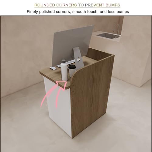 Mesa de recepción de oficina compacta con cajones funcionales para optimizar espacios pequeños 6