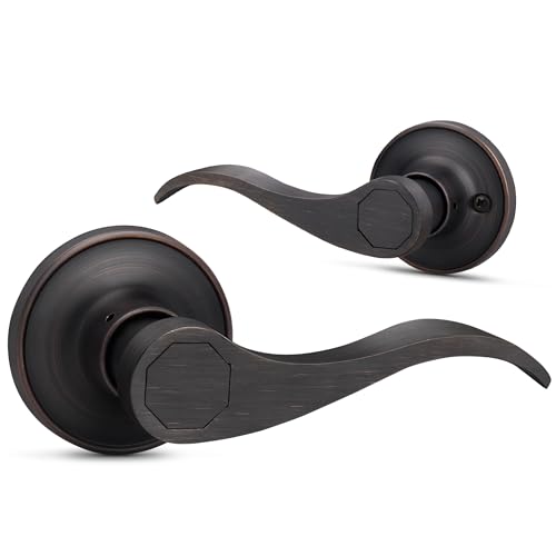 Moquin Wave Design Passage Door Lever Without Keys and Lock, Reversible Door Handle for Right/Left Side Closet/Hallway Door Lock in Oil Rubbed Bronze Finish by Moquin - Image 9