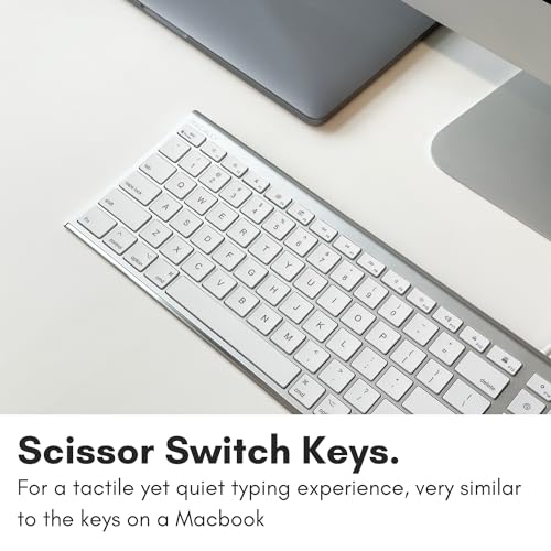 Macally Ultra Slim USB Wired Computer Keyboard - Compatible Apple Keyboard or Windows - Full Size with 20 Mac Keyboard Keys -with Numeric Keypad - Silver Aluminum Finish