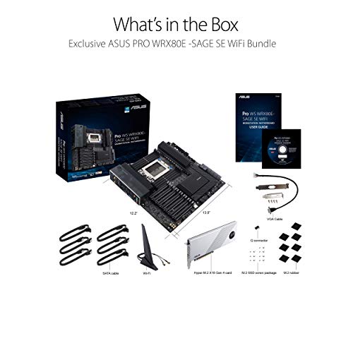 Image of ASUS Pro WS WRX80E-SAGE SE WIFI AMD Threadripper Pro EATX workstation motherboard (PCIe 4.0, ASMB9-iKVM, 2x10Gb LAN, 7xPCIe 4.0 X16 slots, 3xM.2,2xU.2 ports, 11 USB 3.2 Gen 2 ports,8-channel DDR4 ECC)
