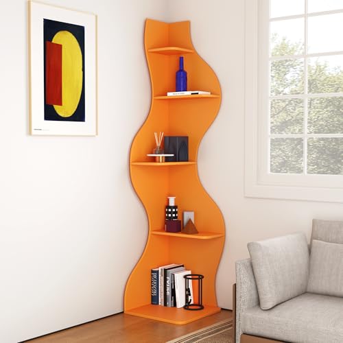 YOWOS Modern Corner Shelf, 5 Tier High Corner Bookshelf for
