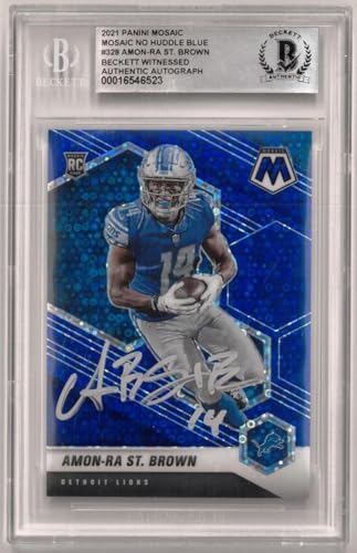 Amon-Ra St. Brown Autographed 2021 Panini Mosaic No Huddle Rookie...