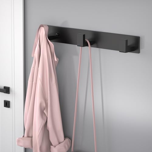Image of PMMASTO Coat Rack Wall Mount, Coat Hooks Wall Hooks for Hanging, Stainless Steel Coat Hanger Towel Hooks for Bathrooms, Coat Rack Hat Rack (Black 3 Hooks, 1 Pack)
