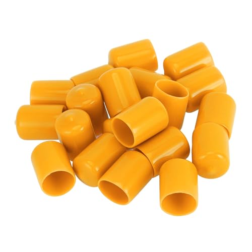 TUCKBOLD Wheel Lug Nut Bolt Cylindrical Shape Exterior Rims Tire Nut Screws Dust Cap Cover Nut Protection Yellow 20pcs 19mm PVC