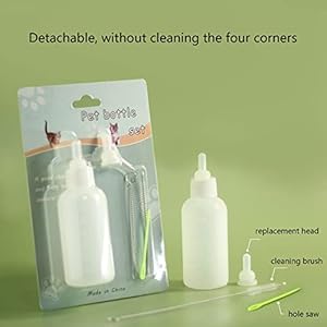 Puppy Nursing Feeding Kit 2oz Milk Bottle Clear Calibration Line Silicone Nipple Hole Opener Cleaning Brush 4pcs Set Pet Nursing Bottle 2 Oz Replacement Nipples Kits Pet Nursing Kit Dog Pet Feeding