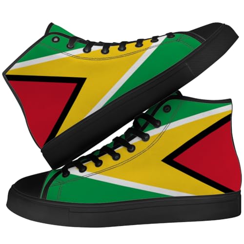 Guyana Flag High Top Shoes High Top Canvas Sneakers Lace Up Black Shoes for Men Women3