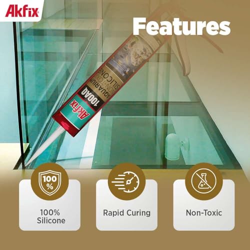 Image of Akfix 100AQ Aquarium Sealant Black (12x10.1 fl. oz.) - 100% Waterproof, Fish-Safe, High-Speed Curing and Strong Adhesion, Non-Toxic Glass Adhesive for Aquarium Repair | Black, 12 Pack