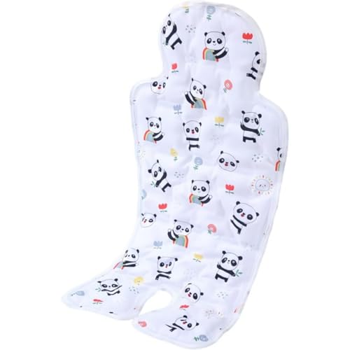 Vlfn 立体構造ベビーカー保冷シート 接触冷感+ひんやり持続 防水撥水加工 チャイルドシート/ベビーチェア兼用 アイスまくら内蔵 猛暑対策 熱中症防止 (花柄のパンダ)