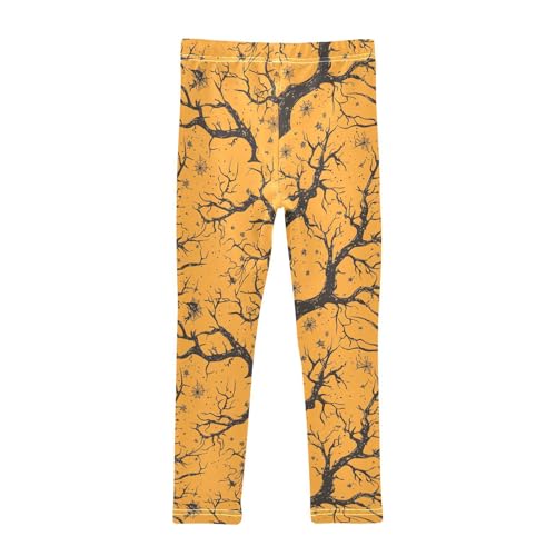 Halloween Tree Spider Orange Girls Casual Leggings for Kids Printed Long Pant Bottoms Stretch and Soft2