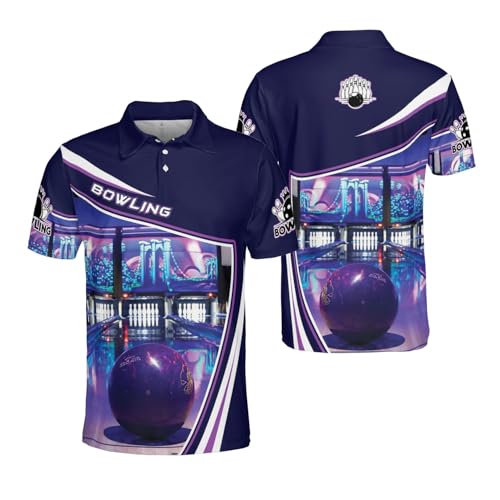 BOZENTIM Bowling Polo Shirts 3D for Men & Women, Bowling Jersey Shirt, Team Bowling Shirts Short Sleeve Polo Gift (US, Alpha, 3X-Large, Regular, Regular, Multicolor 6)