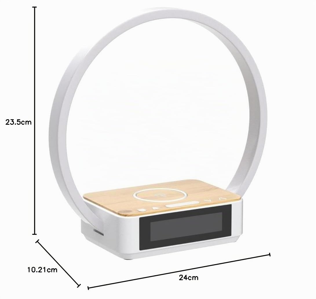 WILIT LED Nachttischlampe mit Kabelloser Ladefunktion, Lichtwecker Tischlampe Touch Dimmbar mit 3 Helligkeitsstufen, Warmes Nachtlicht mit 5W Wireless Charger für Schlafzimmer, Holz&Weiß