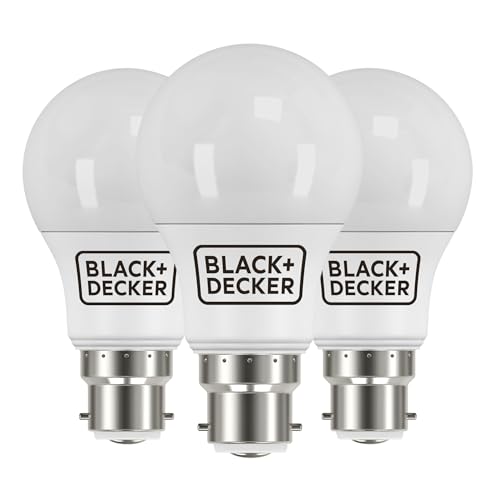 BLACK+DECKER® - LED GLS Lightbulbs - Pack of 3 Light Bulbs • 7.3W • B22 Bayonet Base • Warm White 2700K • Non-Dimmable • 806 Lumens • Energy Class E