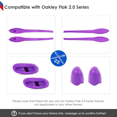 BLAZERBUCK Sock Kits Earsocks & Nosepieces for Oakley Flak 2.0 OO9295/Flak 2.0 XL OO9188/Flak 2.0 Asian Fit OO9271 Sunglasses - Black + Purple4