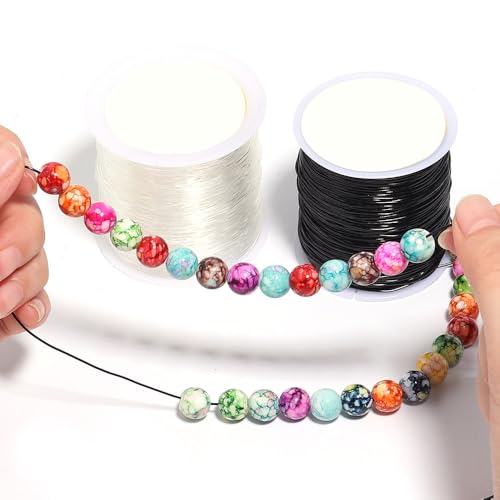 Cuerda elástica para hacer pulseras resistente de 0,8 mm blanca para collares 7
