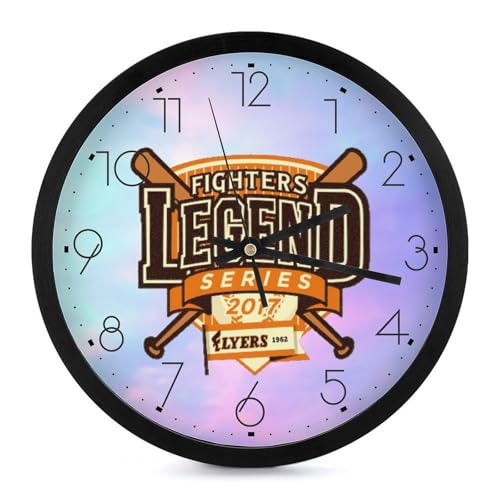 北海道日本ハムファイターズ 掛け時計 壁掛け時計 円形 静音 電池式 アラビア数字 オフィス/寝室/リビング