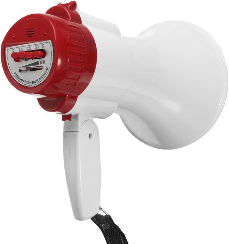 メガホンスピーカー、大音量の呼び声、ファッションブルホーンハンドメガホン録音再生 折り畳み式ハンドル ブルホーンスピーカー 屋外メガ