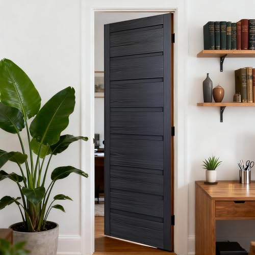 Image of Nuxovilar Dark Wood Slat Door Stickers Peel Stick PVC 30.3x78.7 in