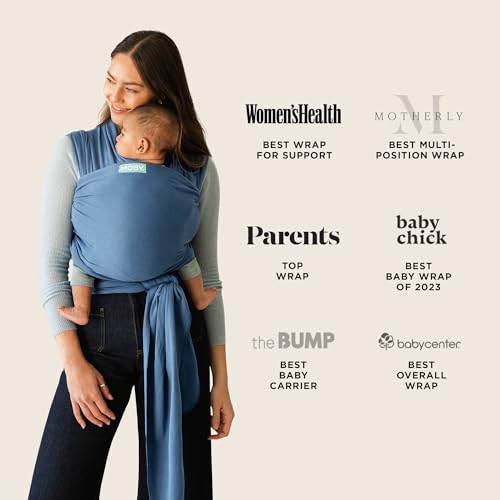 Image of Moby Baby Wrap Carrier Classic for Newborns to Toddlers (8-33lbs), Infant Sling Carrier, Lightweight & Hands Free Design, Adjustable for All Body Types (Ocean)