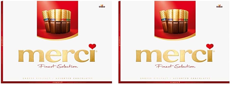 merci, Finest Selection Gran Variedad, Bombones surtidos de 8 especialidades de chocolate relleno y sin relleno, 1 x 675 g (Paquete de 2)