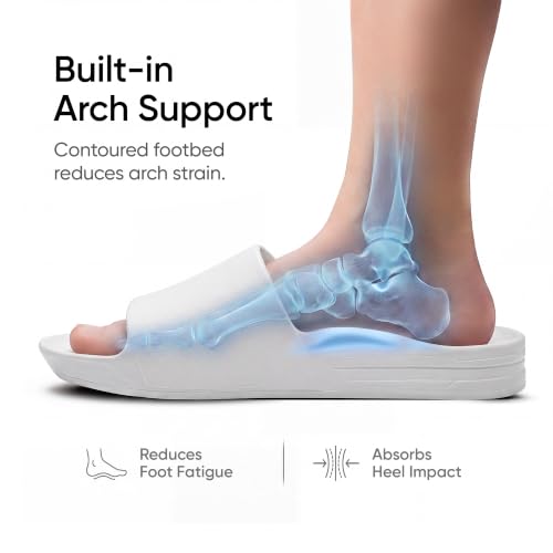 Image of Frido Arch Comfort Slides for Women & Men, Built-In Arch Support, Cushioned EVA Footbed, Non-Slip Sole, Indoor & Outdoor Slippers for Home, Beach, Pool, Travel & Daily Wear